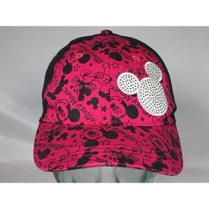 Disney Parks Mickey Mouse Jeweled Baseball Hat Pink Black Youth Adjustable